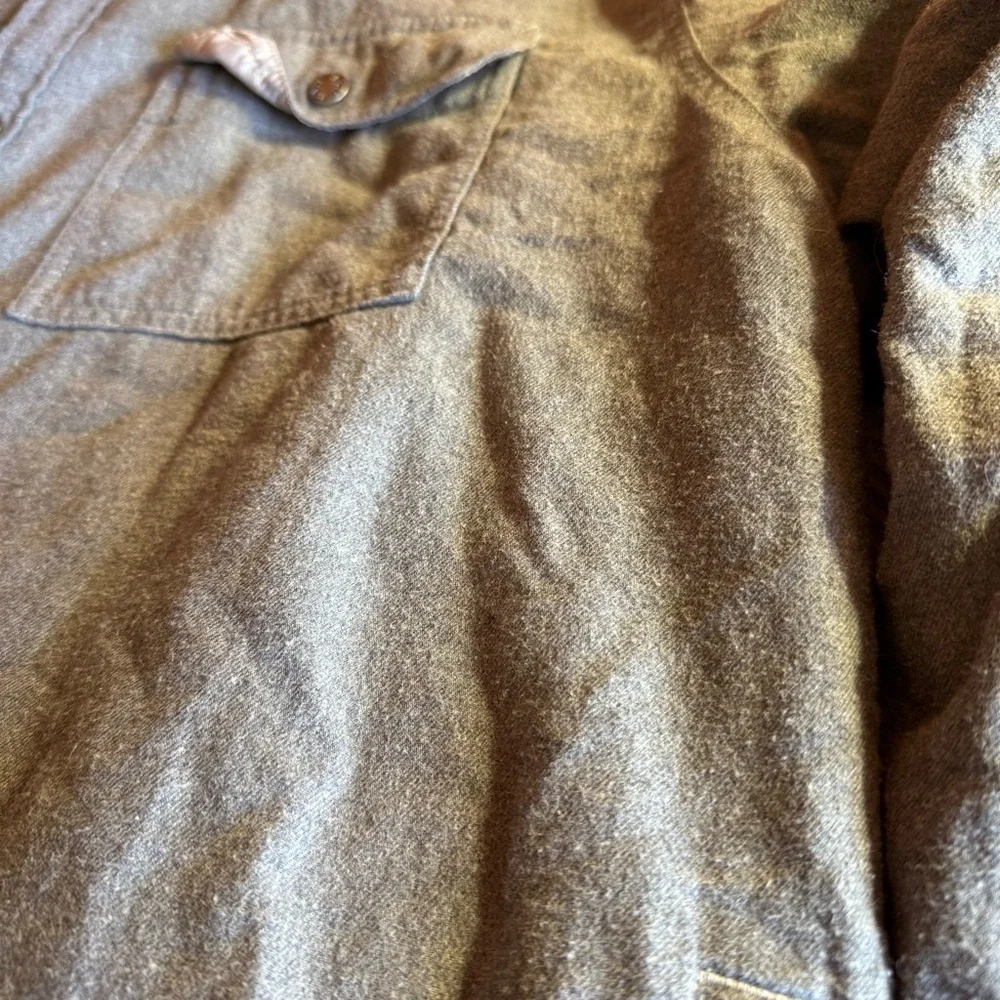 The‎ North Face Men's Sherpa-Lined Flannel Button-Up Shacket Gray, Size XXXL